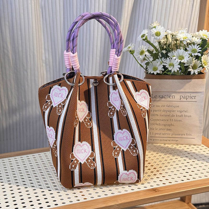 Knitted Buckle Bag Portable Large Capacity