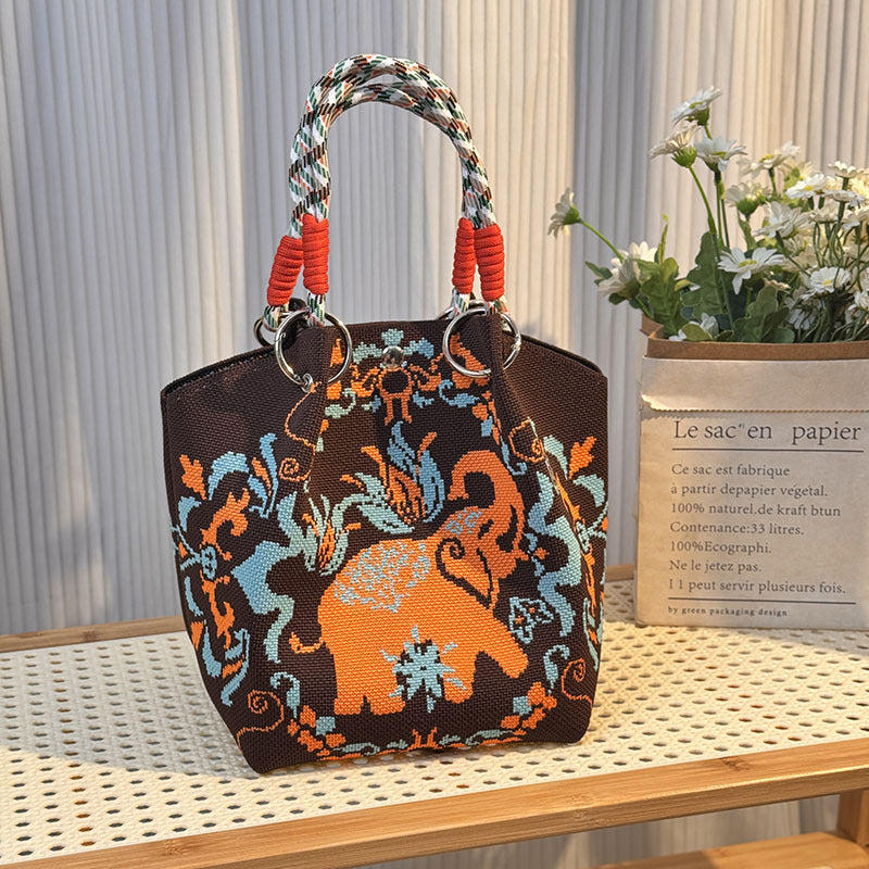 Knitted Buckle Bag Portable Large Capacity