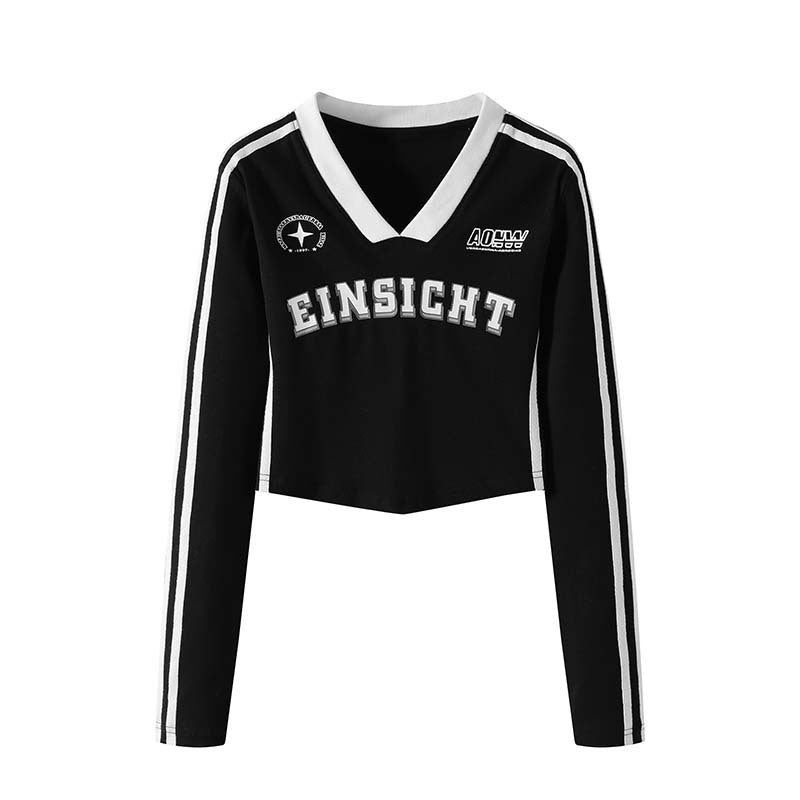 American Vintage Stripe Versatile Casual Hot Girl Long Sleeve