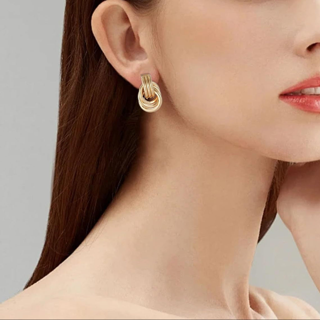 Brass 14K Gold Declaration Geometric Earrings