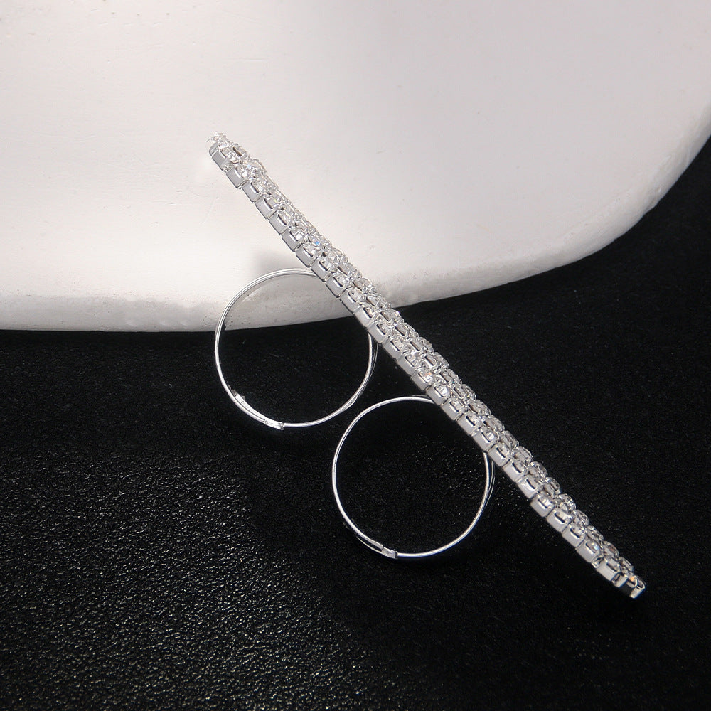Geometric Rhinestone Simple Double Ring