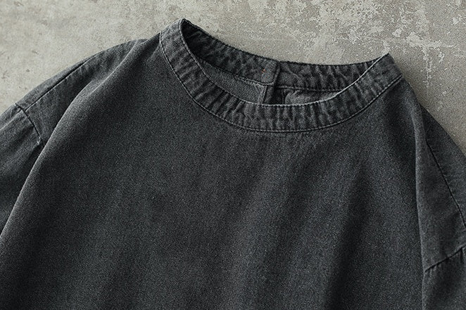 Retro Artistic Plus Size Denim Dress