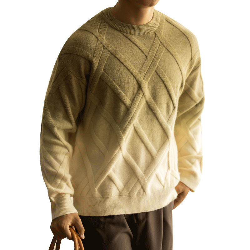 Diamond Lattice Jacquard Gradient Sweater