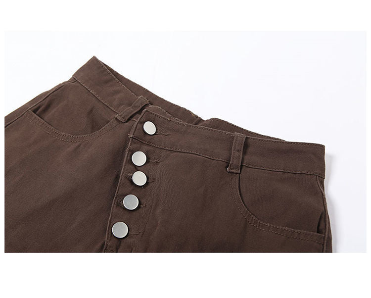 Women's Fashionable All-match Retro High Waist Zipper Jeans