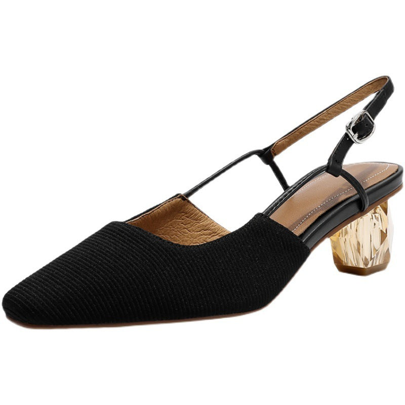 Simple Women's Square Toe Medium Thick Toe Toe Sandals