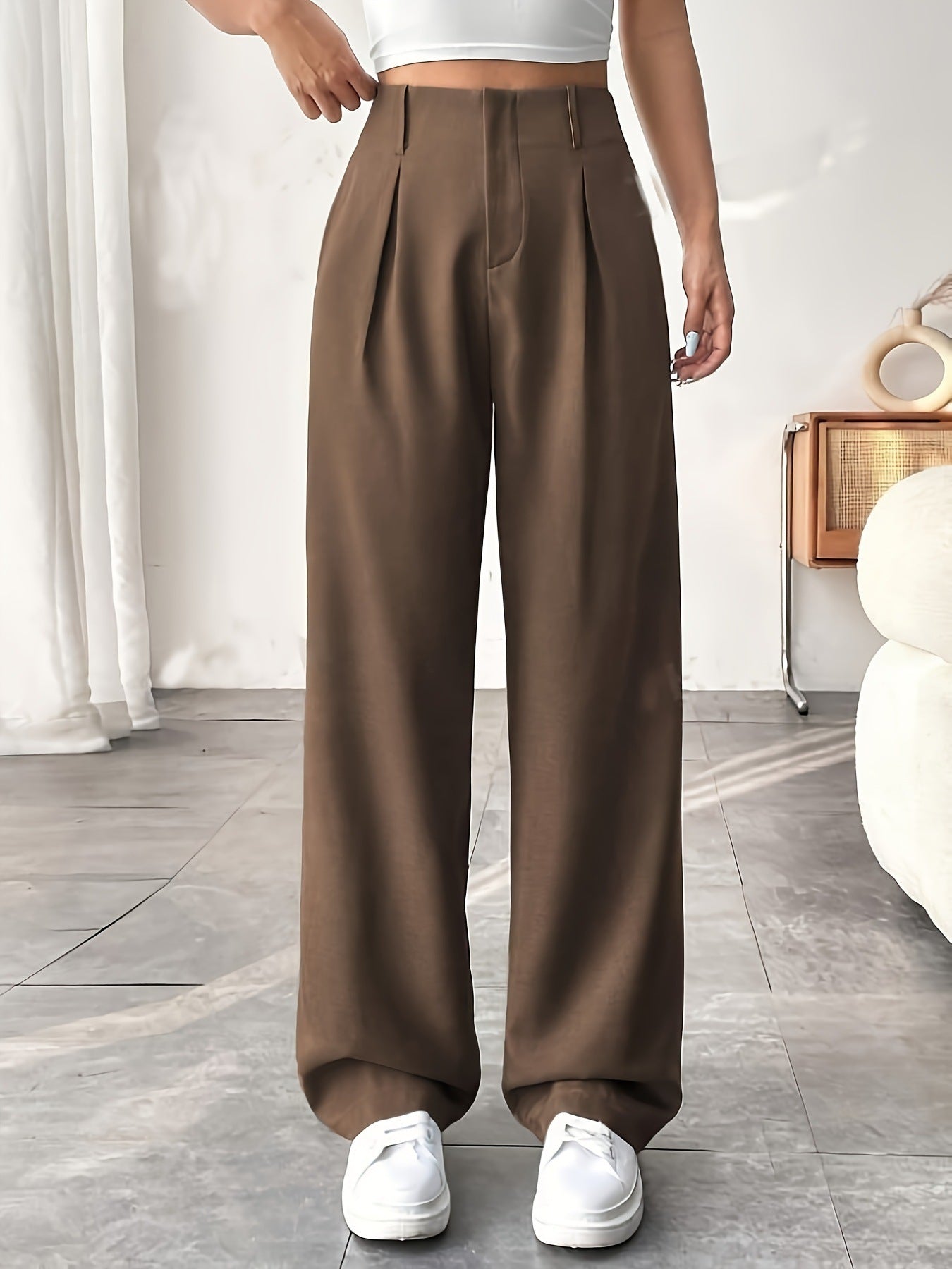 Autumn And Winter High Waist All-matching Wide Leg Leisure Suit Pants For Women