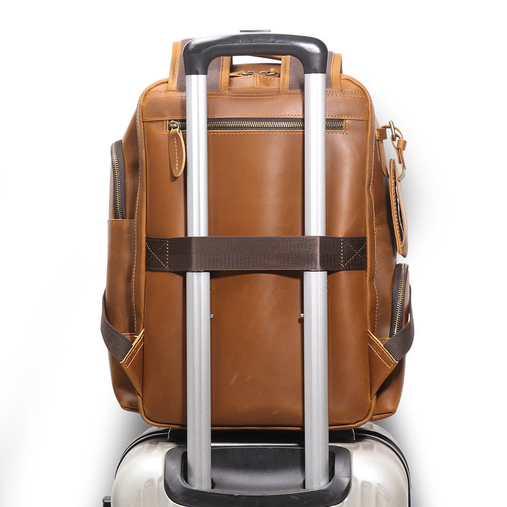 Retro Leather Backpack Trolley Case