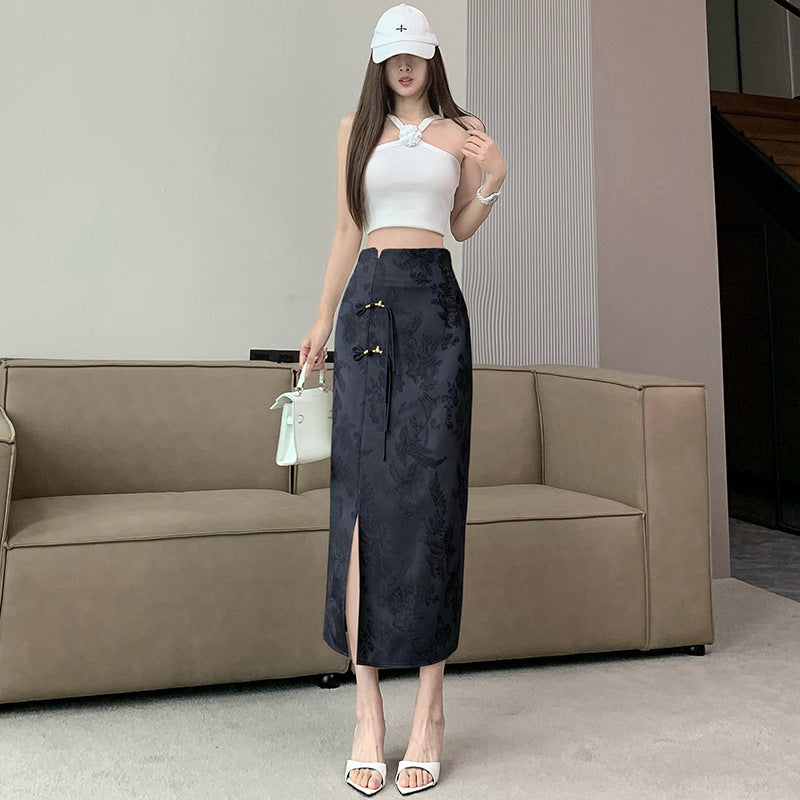 New Chinese Retro Jacquard Skirt For Women