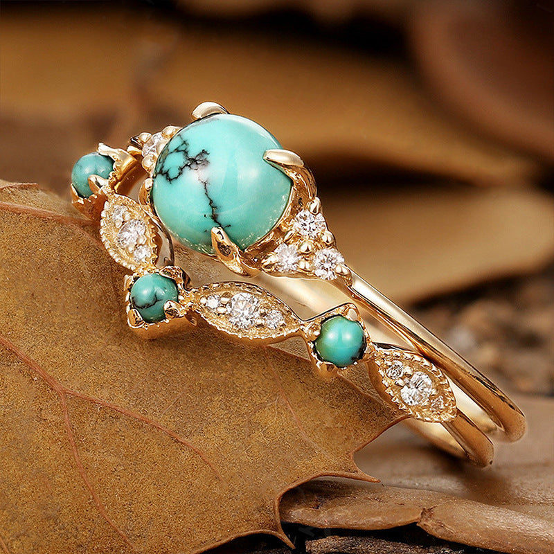European And American Style Ring Women's Retro Turquoise