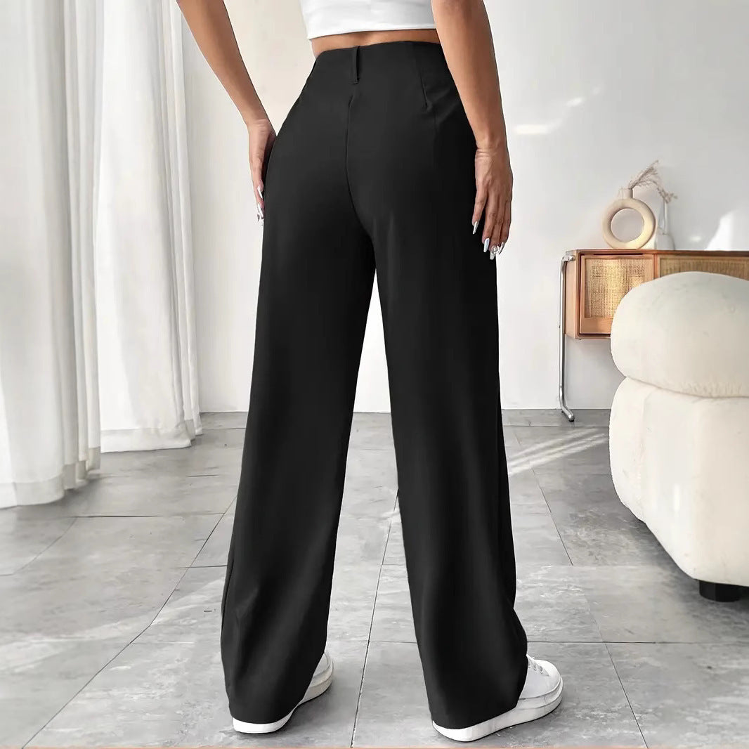 Autumn And Winter High Waist All-matching Wide Leg Leisure Suit Pants For Women