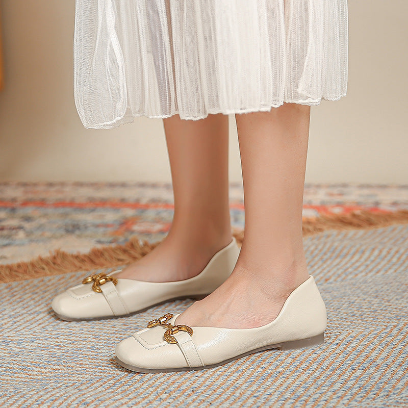 Women's Slipon Flat Leather Shoes Mother Soft