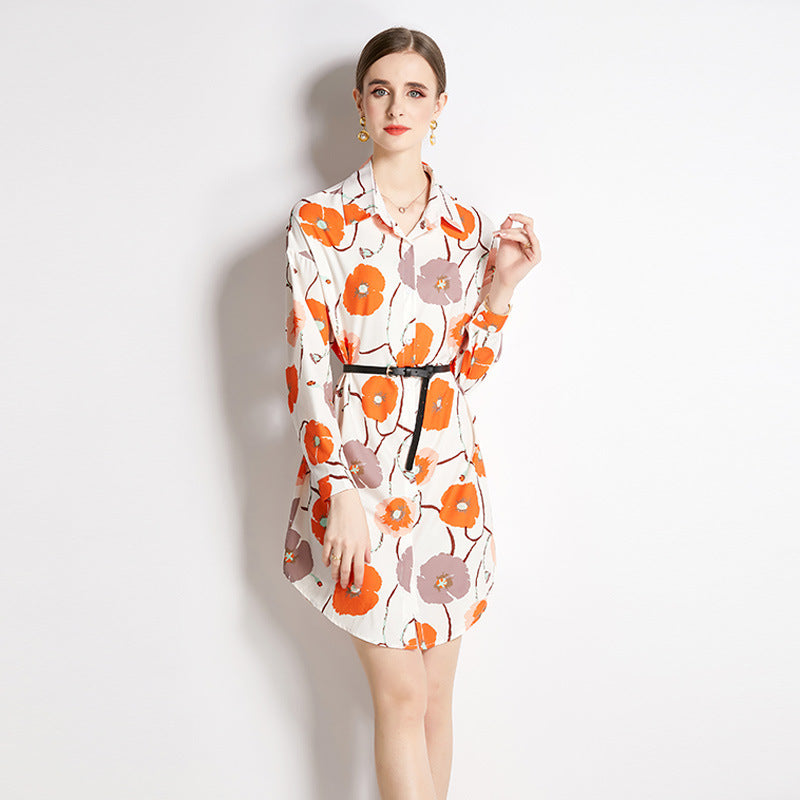 Top Lapel Shirt Printed Long