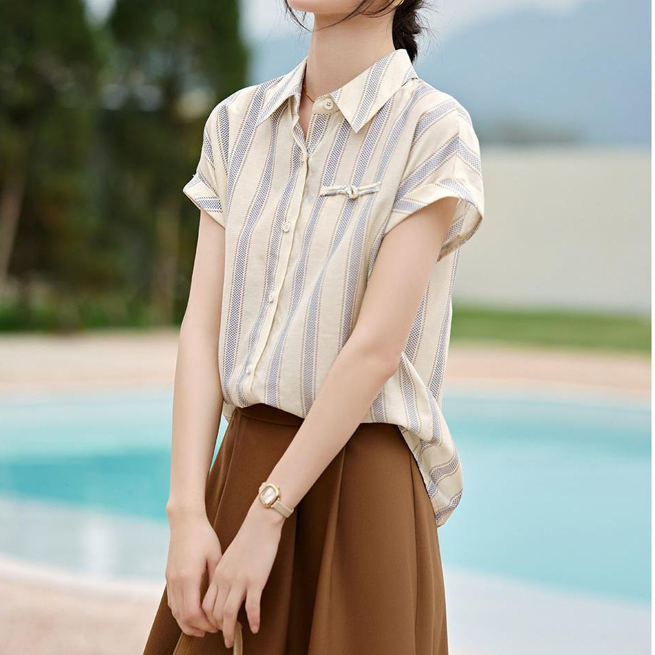 Women's Striped Shirt With Raglan Sleeves