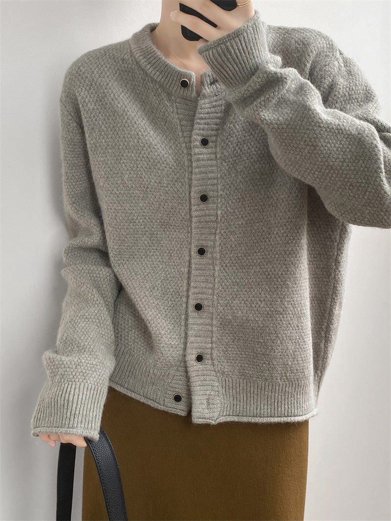 All-matching Short Round Neck Knitted Coat Top
