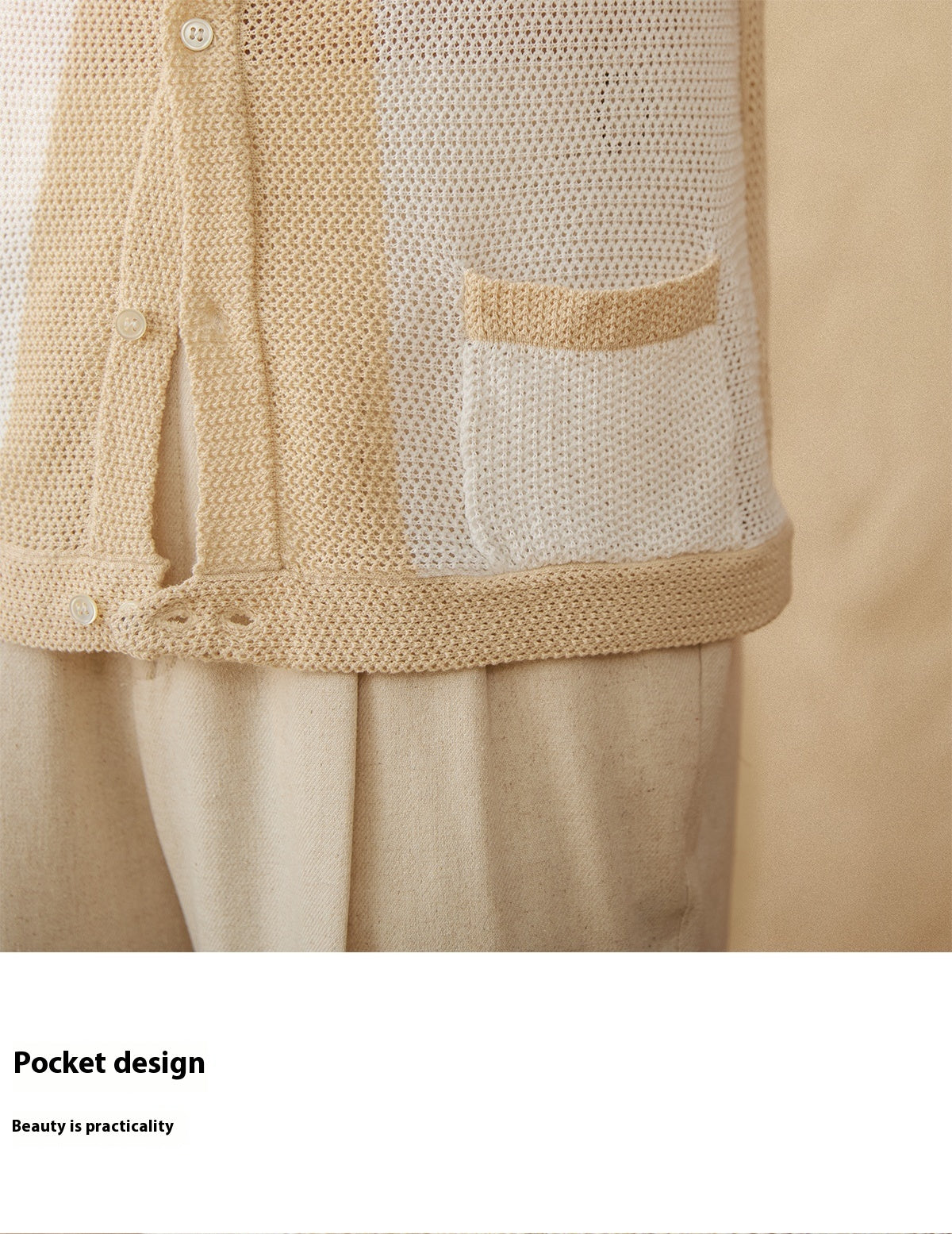 Hollow Cotton And Linen Lapel Short-sleeved Cardigan Knitted Top