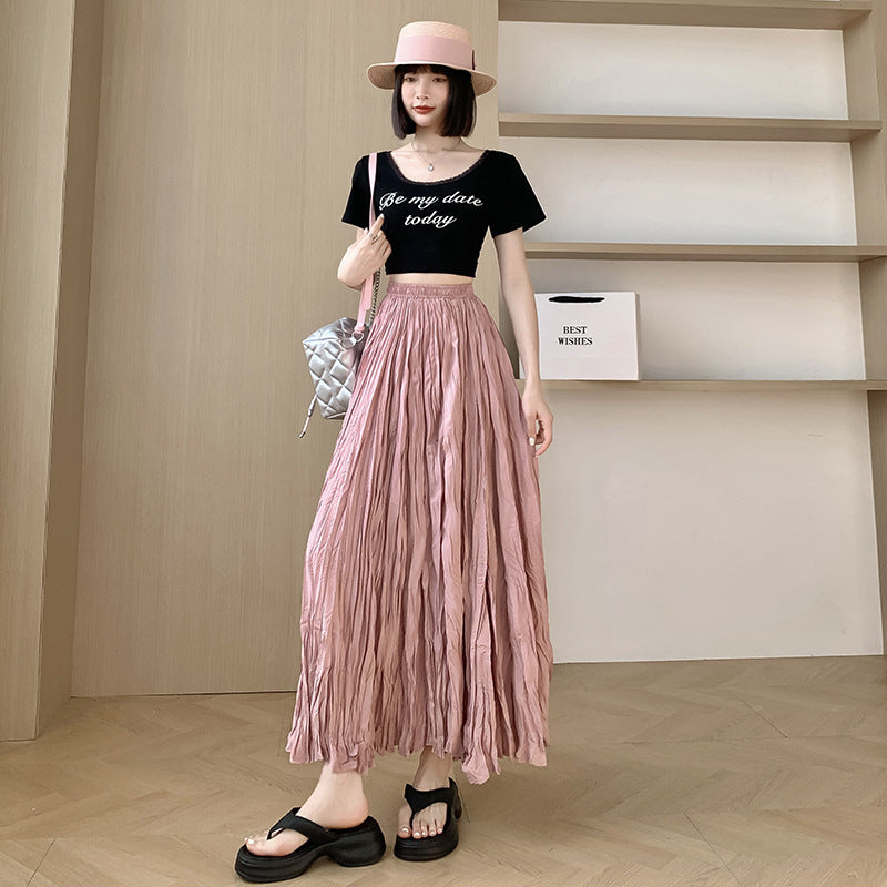 Fashion Skirt Women's Mid-length Pleated All-match Dress