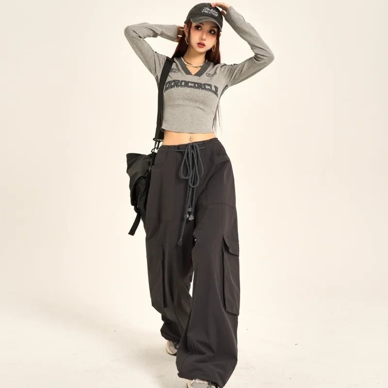 American Vintage Stripe Versatile Casual Hot Girl Long Sleeve