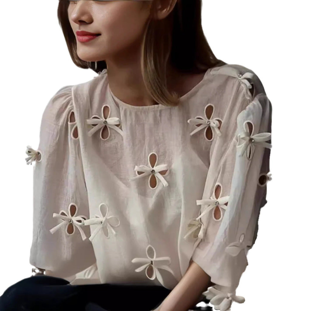 Women's Sling Shirt Hollow Bow Shirt