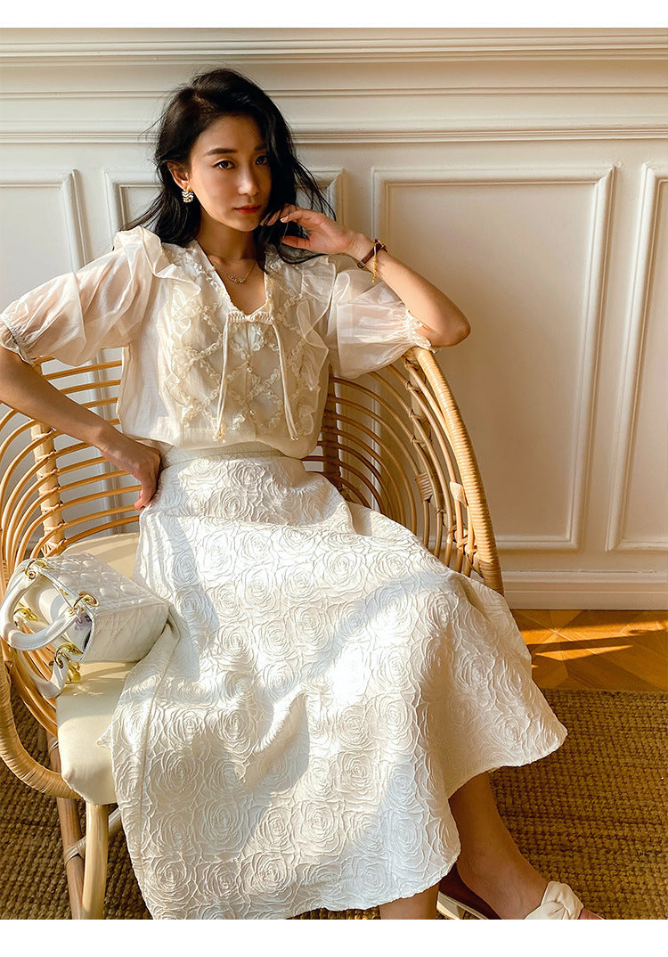 Artistic Women's Clothes Tencel Embroidered Shirt Women's Thin