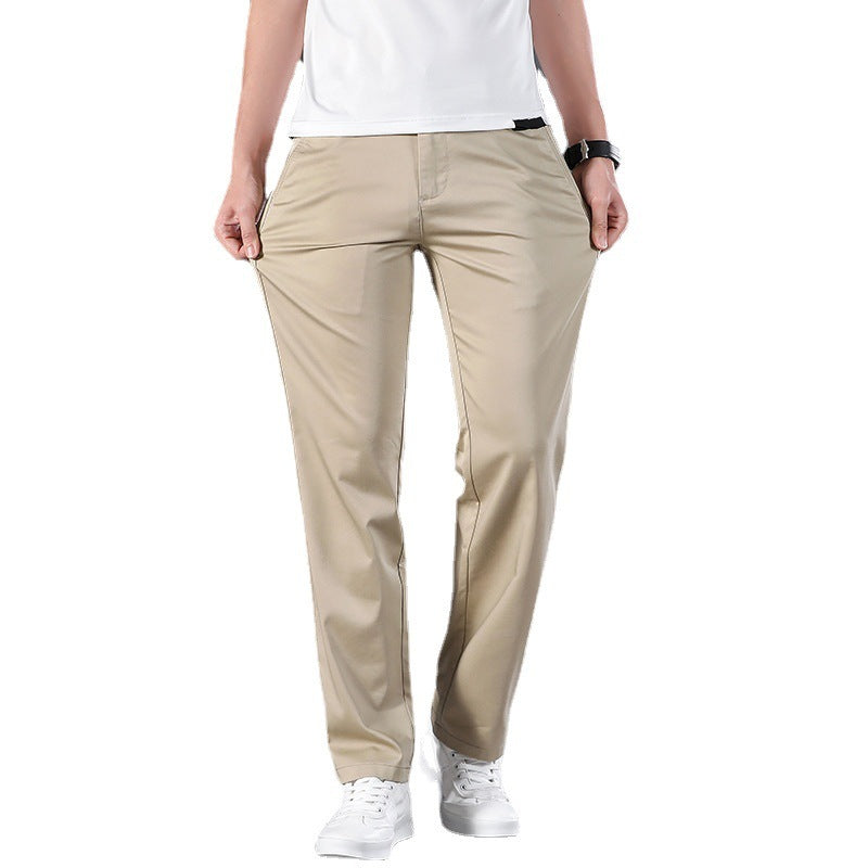 Summer Business Straight Men's High Waist Plus Size Loose Thin Trousers Breathable