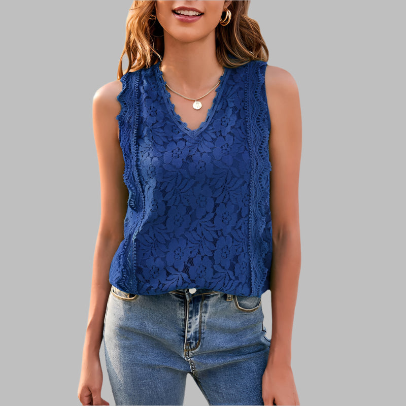 Lace Cut-out Ruffles Sexy Knitted Lace Top