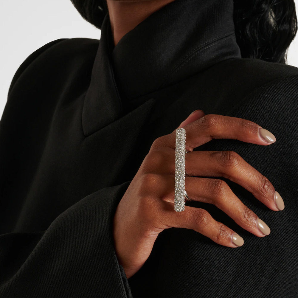 Geometric Rhinestone Simple Double Ring