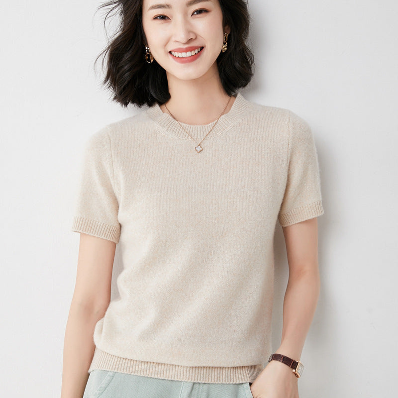 Slim-fitting Simple Bottoming Needle Sweater Top Round Neck Trend