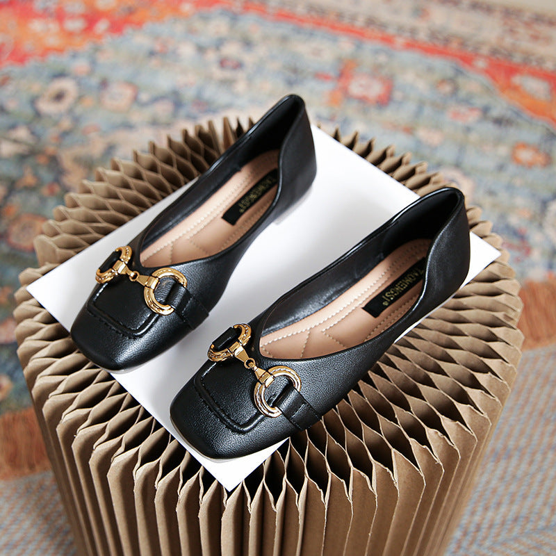 Women's Slipon Flat Leather Shoes Mother Soft