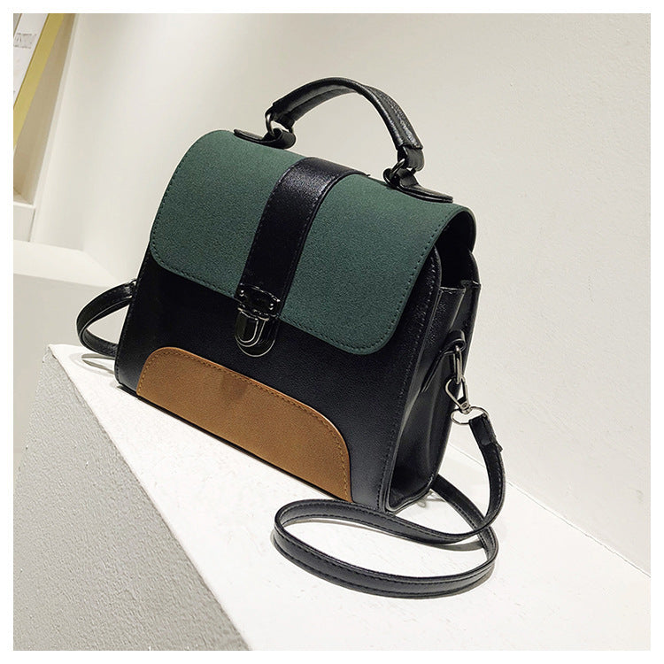 Fashion Frosted Cover Contrast Color Bag