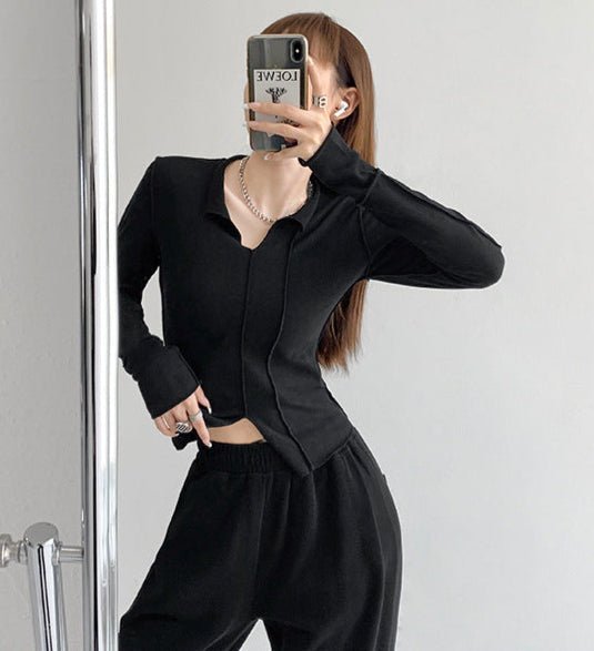 Women's Fashion Simple Solid Color Long Sleeve Bottoming Top