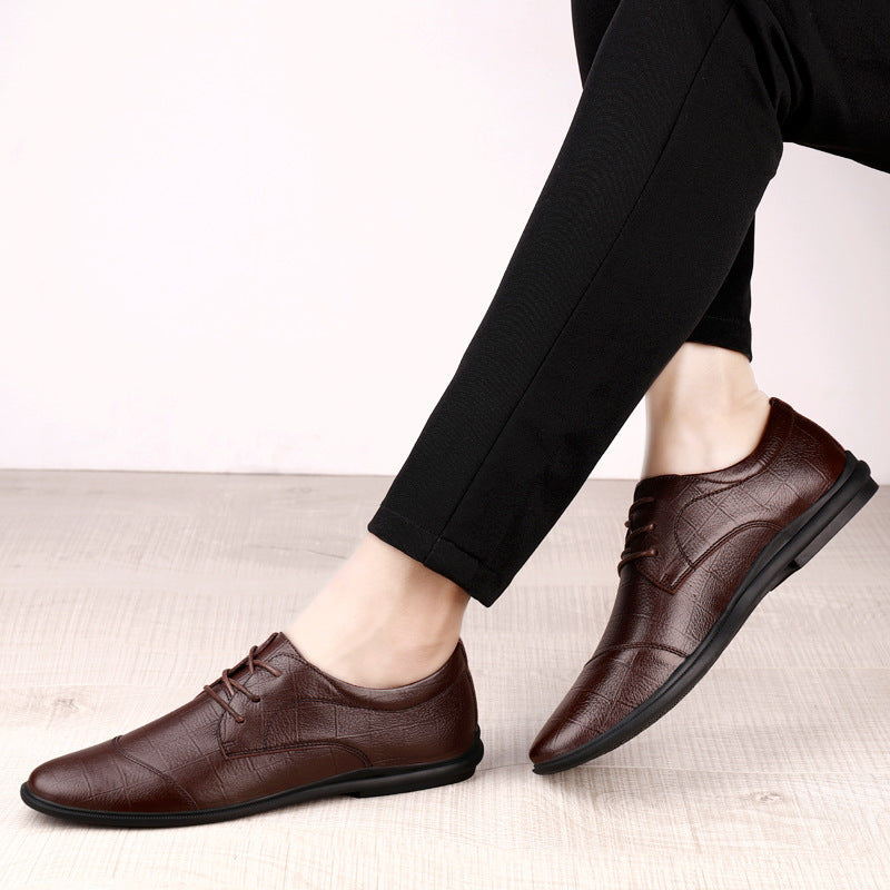 Casual Lace-up Head Layer Cowhide Men's Shoes