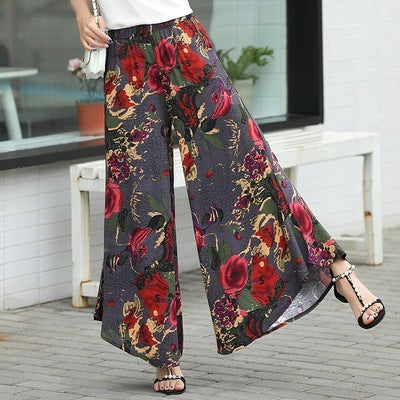 Women's high waist drape large size wide leg pants