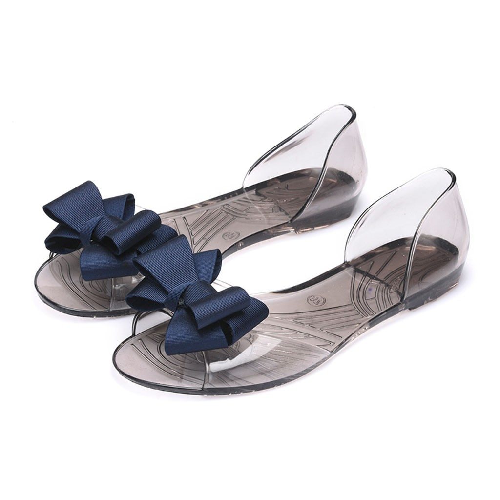 Summer sandals flat student tide plastic bow