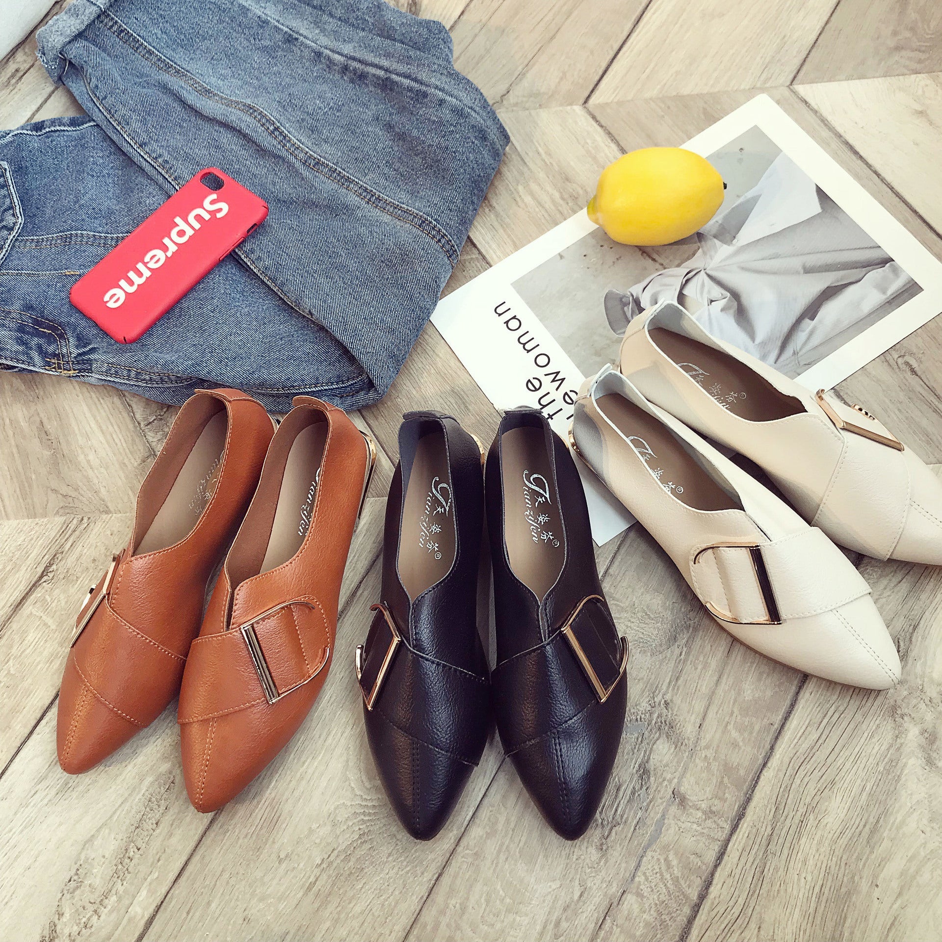 Shallow mouth small shoes flat bottom shallow shoes single shoes British wind small shoes