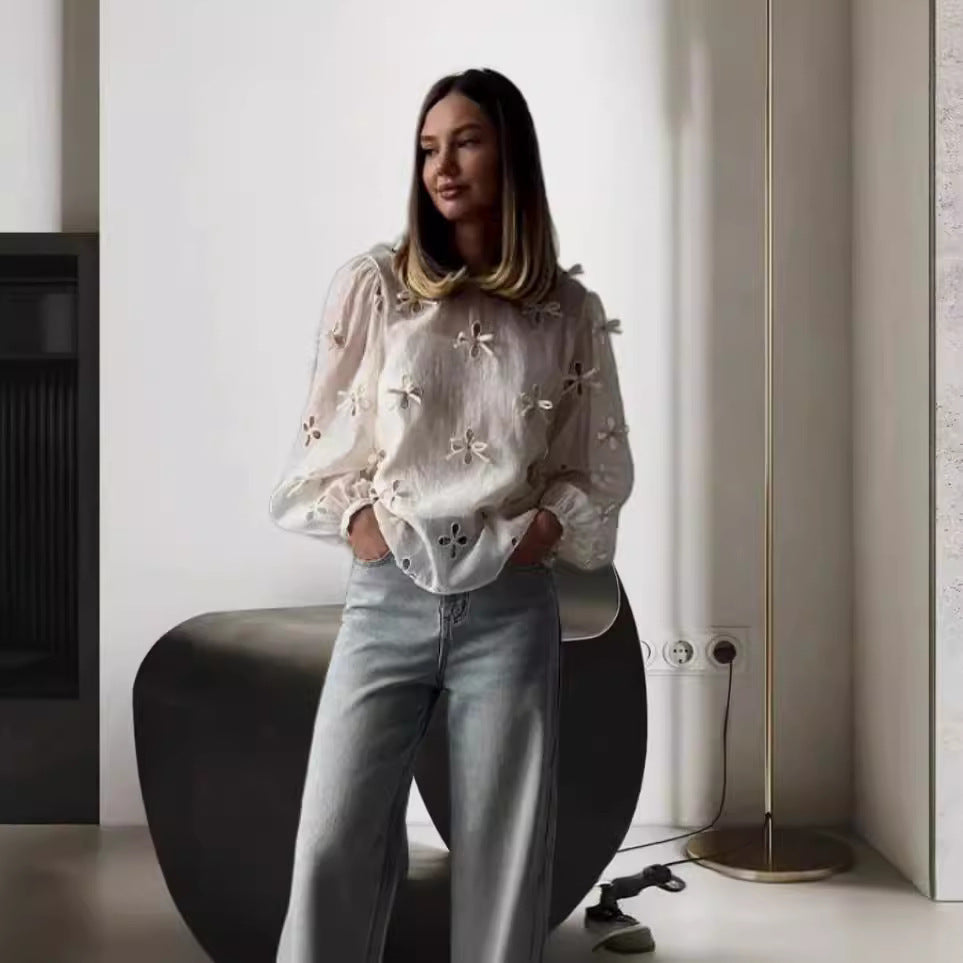 Women's Sling Shirt Hollow Bow Shirt