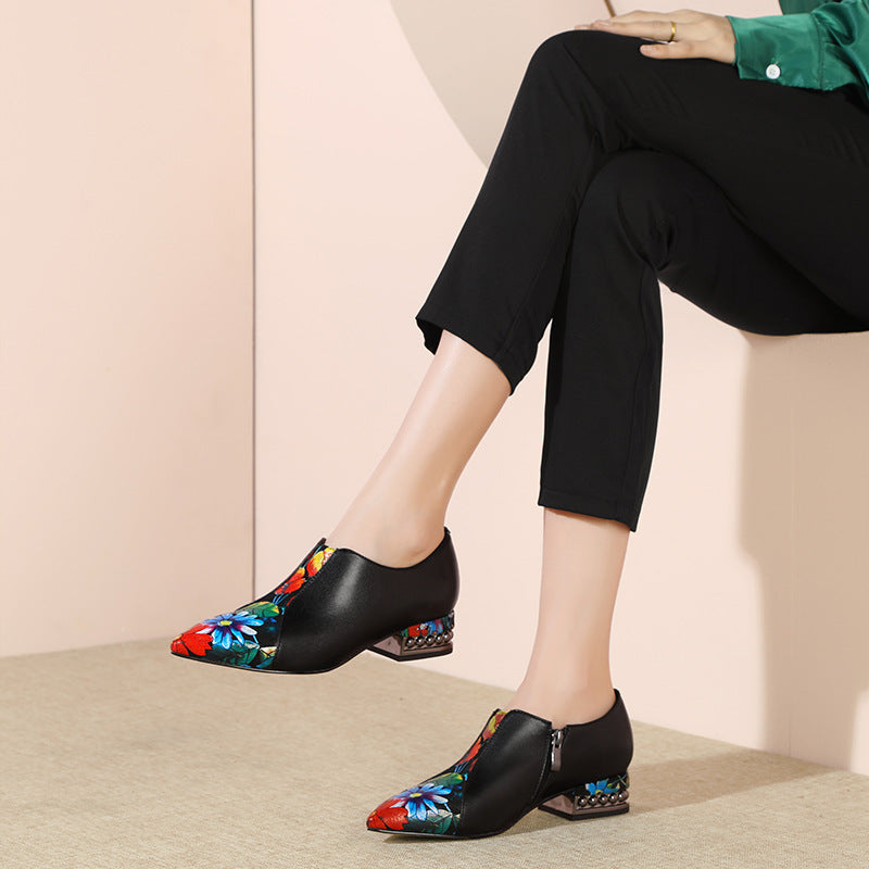 All-match embroidered decoration trend low shoes