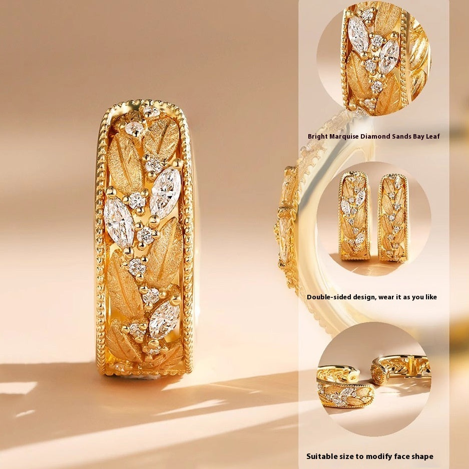 Retro Fashionable Horse Eye Diamond Laurel Earrings