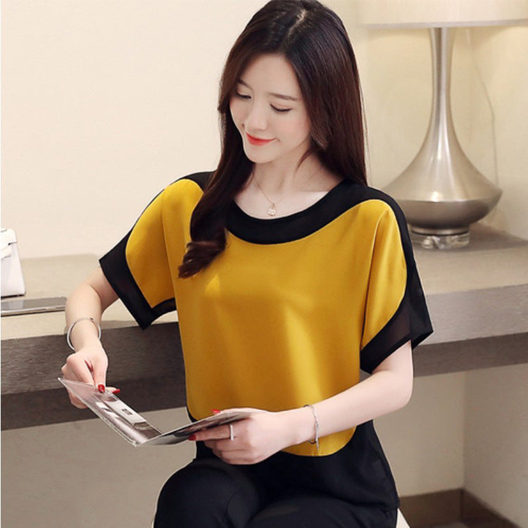 Bat short sleeve chiffon shirt women summer