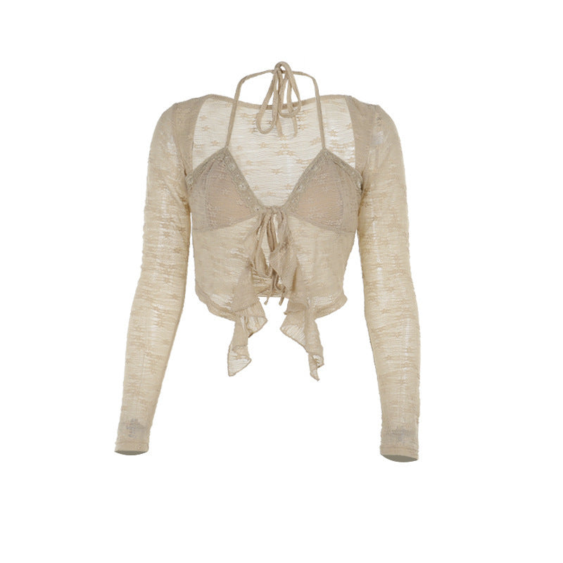 Women's Fashion Casual Flower Lace Long-sleeved Top