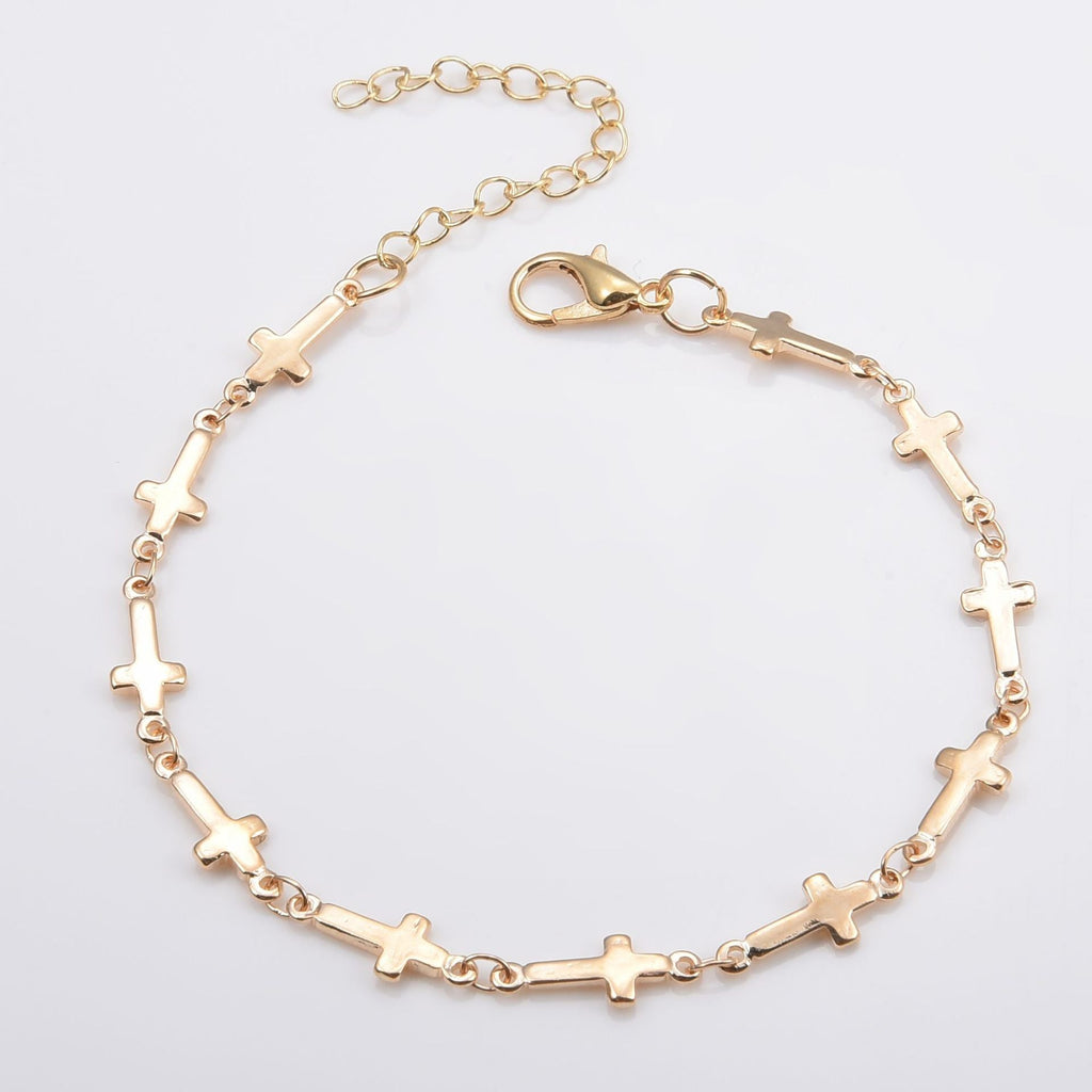 Bohemian Style Metal Cross Chain Bracelet