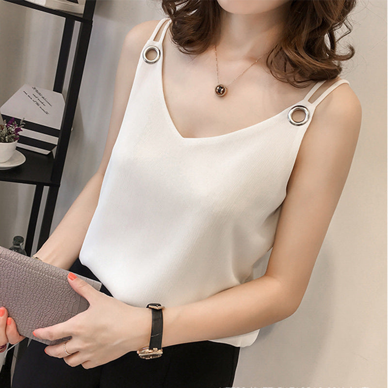 Women's sleeveless chiffon shirt overcoat