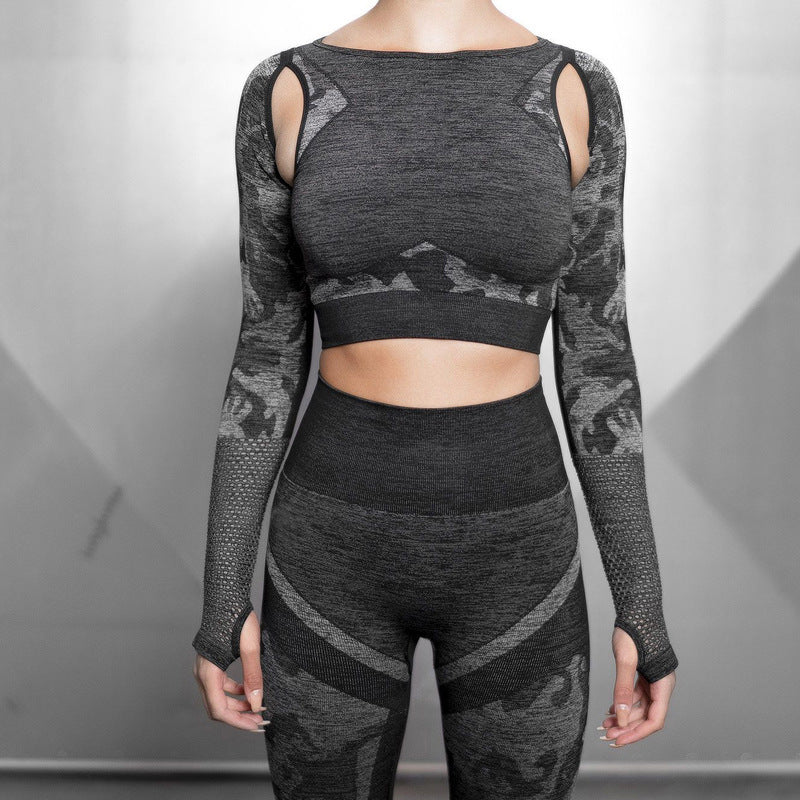 Camouflage yoga clothes top