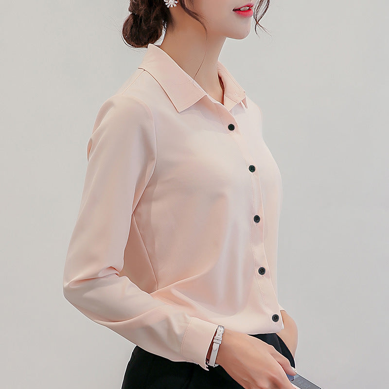 Slim-fit wild large size base shirt long-sleeved casual chiffon shirt