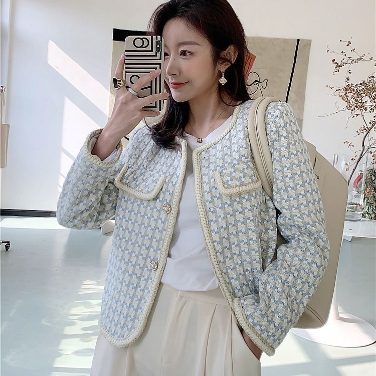 Tweed Jacket Spring And Autumn Ladies Short All-match Western Style Fried Street Top