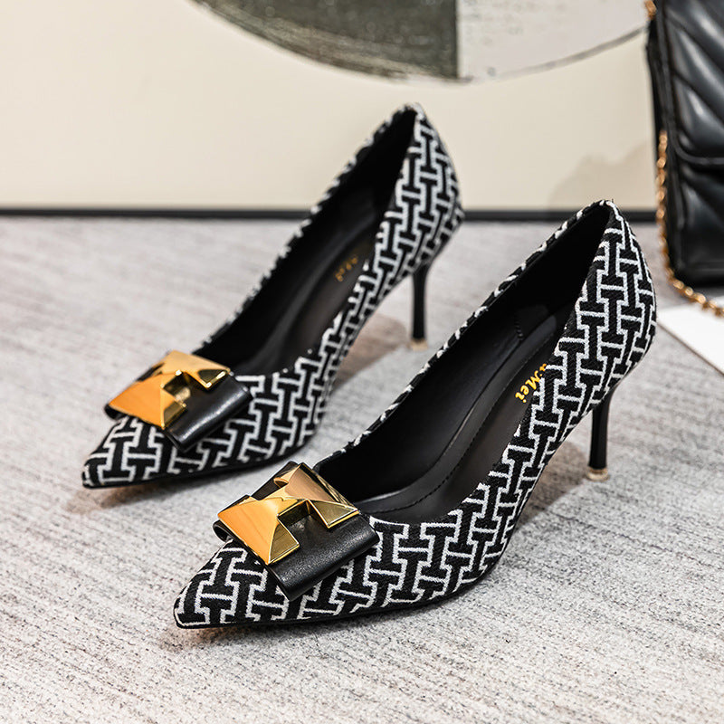 Small Town Style High Heels Women's Style Pointed Toe Stiletto