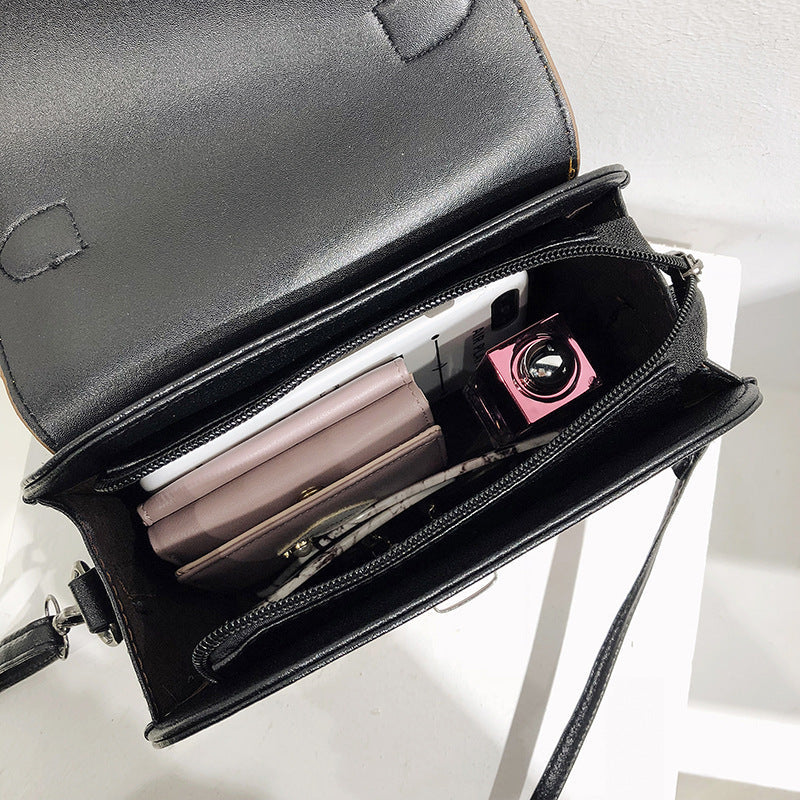 Fashion Frosted Cover Contrast Color Bag