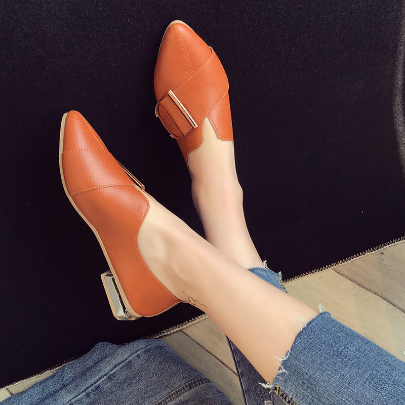 Shallow mouth small shoes flat bottom shallow shoes single shoes British wind small shoes