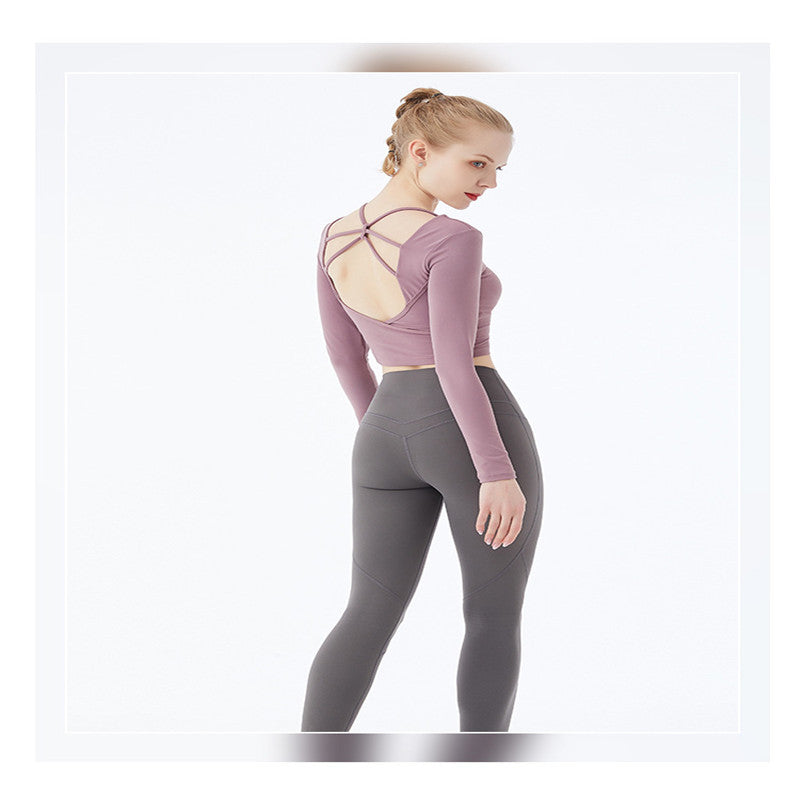 Beautiful Back Strap Yoga Wear Top Long Sleeve Fitness Sportswear Women
