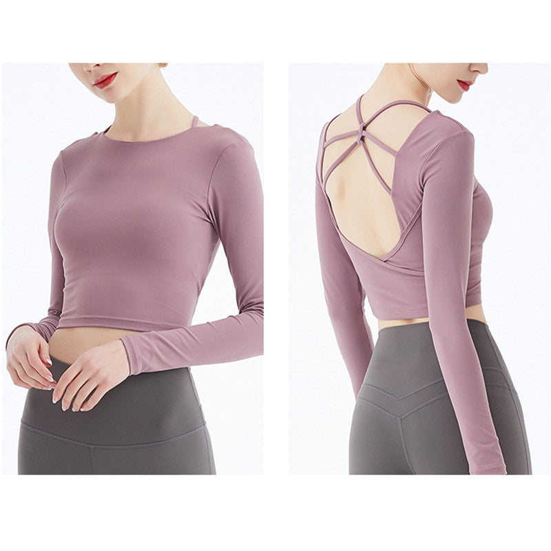 Beautiful Back Strap Yoga Wear Top Long Sleeve Fitness Sportswear Women