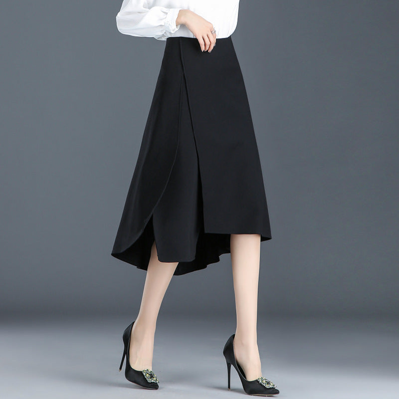 Irregular Skirt Women's Summer High Waisted Thin Asymmetrical Mid Length Skirt